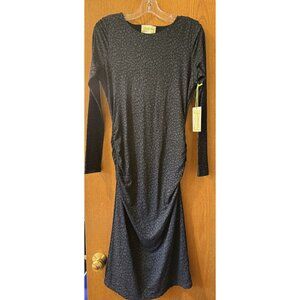 Yummy Sweater Co. Black Animal Print Bodycon Pullover Dress Long Sleeve Sz M